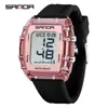 Popular Reloj Electrónico Sanda con Forma de Barril y Pantalla Única, Despertador Impermeable, Reloj de Pulsera para Estudiantes, Reloj Multifuncional con Esfera Grande, Dropshipping