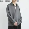 Camisa de Manga Larga Lisa de Seda Helada para Hombre Fresca de Primavera y Verano Ropa Interior Blanca Camisa Superior Camisa Negra Marca de Moda para Hombre