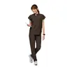 Traje de uniforme médico elástico para talla grande, cuello en V, elástico, secado rápido, bordado personalizado, elasticidad en cuatro direcciones, estilo europeo y americano, uniforme de médico de dos piezas