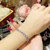 Camélia Nova Moda Safira Azul Imitação Flor Fada Pedra Preciosa Pulseira Anel de Flor Grande Único Girassol Pingente Elegante