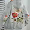 Moletom com Estampa Floral Aliexpress Transfronteiriço - Moletom Casual de Manga Longa para Mulheres