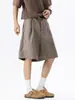 Pantalones cortos de rayas verticales estilo americano para calle, verano holgados transpirables finos antiarrugas para ir al trabajo, estilo old money casual para hombre