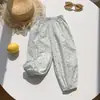 Calça Floral de Algodão para Meninas Estilo Novo 2026, Calça Solta para Casa Infantil, Calça Anti-Mosquito, Calça Longa para Bebê ao Ar Livre, Calça Lampião