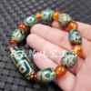 Pulsera de jade con cuentas Sky de tres ojos en blanco y negro Jarrón con cuentas Sky de nueve ojos verdes Pulsera luantong de cuentas Sky Pulsera retro Wenwan