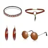 Chaleco con Flecos Hippie de los 60s Pendientes de Plumas Disfraz Fiesta de Carnaval Traje de Tendencia Retro Europeo y Americano
