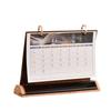 Base de Madeira Maciça Criativa em Estoque Suporte de Calendário Curvo Calendário Simples de Espiral Dupla Ornamento de Mesa para Escritório de Empresa