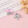 Estilo Coreano Corazón Strass Lazo Colgante Multicolor Iridiscente Cristal Aleación Encanto Pulsera Collar Accesorios Pequeños Venta al por Mayor