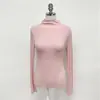 Colección de otoño/invierno nueva de Dongdaemun coreano transfronterizo: prenda interior elegante, de cuello semi-alto, fina, ligeramente transparente, que favorece la figura, de manga larga
