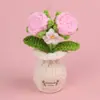 Plantas de Tulipán Hechas a Mano con Ganchillo Transfronterizas en Maceta, Adornos de Rosa, Jarrones de Flores Tejidos con Hilo, Flores Artificiales, Plantas en Maceta para Escritorio