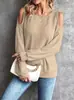 Blusa de Outono e Inverno Estilo Novo Ombro a Ombro Manga Longa com Botões nas Costas - Cruzamento Europeu e Americano Amazon Temu