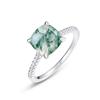 Nuevo anillo único transfronterizo de ágata acuática natural S925 de plata con musgo verde, anillo de dedo personalizado, estilo europeo y americano, ligero, elegante y de lujo.