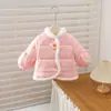 Nueva Chaqueta de Algodón Otoño/Invierno con Cuello de Piel para Bebés y Niños, Elegante y Cálida, Linda Chaqueta de Algodón con Cuello Alto, Ropa de Abrigo, Chaqueta Acolchada de Algodón con Manga Abullonada
