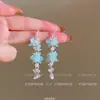 Pendientes de Flor Azul Menta Mambo Pendientes de Perlas Pendientes para Vacaciones de Primavera y Verano Pinzas para Orejas Mori Pendientes de Nicho para Mujer
