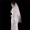Véu Simples para Sessão de Fotos com Pente Duplo, Acessórios de Noiva para Cabelo Curto, Adorno de Cabeça de Casamento em Tela Branca, Estilo Curto