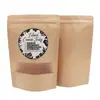 Saco stand-up selado em oito lados de papel kraft branco de 216g para goji berries, saco de embalagem com impressão personalizada para goji berries secos de Ningxia sem lavagem