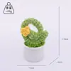 Cactos e Suculentas Crochê Transfronteiriços em Vasos, Plantas Verdes Artificiais Crochê Feitas à Mão, Enfeites de Mesa de Suculentas, Bonecas de Lã
