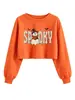 Sudadera crop top de moda casual con estampado de fantasma, murciélago y libro para mujer, tienda independiente de Amazon, para exportación