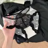 Calcinha de Renda com Recortes Estilo Puro Desejo para Mulheres, Calcinha de Renda com Recortes de Cílios de Renda para Mulheres, Calcinha de Malha de Cintura Média para Mulheres, Calcinha de Camélia Quente Antibacteriana