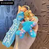 Chaveiro Criativo de Letra com Óleo e Bolinhas Coloridas Flutuantes Delicadas, Adequado para Meninas, Argola de Chaveiro de Bolsa de Casal