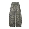 Calça Cargo Camuflada Estilo Americano Retro Leve Magic Bear para Homens, Calça de Moletom Solta High-Street com Bainha Curva, Calça Casual Reta de Perna Larga