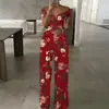 Macacão de Moda Europeia e Americana Feminina para o Verão 2026, Estampado, Elegante, para o Trabalho, Casual, Macacão de Cintura Alta para Mulheres