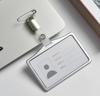 Juego de tarjetas de aleación de aluminio horizontal de tamaño pequeño, tarjeta de trabajo de enfermera, médico, insignia, certificado, etiqueta, clip comercial de metal
