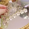 Pinza de pinza 2023 nuevo sentido de alta gama flor de pedrería abanico pinza de pinza mujer pinza de tiburón grande placa para el pelo de la parte trasera pinza para el pelo