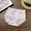 Pantaletas de encaje para mujer talla grande de 90 kg, cintura media, costura lateral, elásticas, transpirables, color liso, tipo triángulo, para todas las estaciones