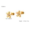 Set de Joyería Coreana de Moda Simple con Flor y Diamantes para Mujer Elegante Acero Inoxidable Chapado en Oro de 18 Quilates Collar Pendientes Joyería