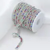 Corrente de strass de vidro multicor de três fileiras transfronteiriça acessórios para joias DIY corrente de garra de metal acessórios de base prateada acessórios