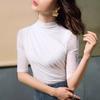 Outono e Inverno Novo Design Sense Gola Alta Pequena Manga Média Camisa Base Malha Feminina Camisa Interior Moderna
