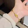 Pulsera de Cinco Calabazas de Alto Nivel Estilo Chino Cepillado Dorado para Mujer, Versátil de Lujo Ligero de Nicho, Pulsera de la Fortuna para el Día a Día