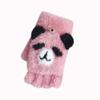 Guantes Cálidos de Invierno Yifan Terciopelo Imitación de Visón Engrosados para Niños de Medio Dedo con Tapa para Escribir Dibujo Animado Lindo Panda Pequeño