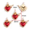 DIY Aleación de Goteo de Aceite Estilo Gótico Retro Colgante de Corazón con Alas Cruz Colgante para Pulsera Llavero W644