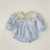 Liquidação Vestidos Infantis Estilo Coreano Laço Bordado Roupas de Bebê Estilo Primavera e Outono Macacão para Bebê Menina Roupas de Irmã para Crianças