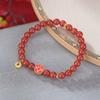 Pulsera roja One Deer Silver S925 de plata esterlina bañada en oro con ágata roja, Día de la Fortuna, Día de la Riqueza, Todo, Año de la Victoria