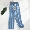 Foto Real de Calças Jeans Wide Leg de Tencel para Mulheres Verão 2025 Novo Soltas de Cintura Alta Retas com Caimento Casual de Seda Gelada