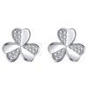 Elegantes aretes de trébol de moda 2023 nueva tendencia aretes giratorios de hierba de tres hojas incrustados de diamantes