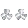 Elegantes Aretes de Moda de Trébol 2023 Nueva Moda Aretes de Botón de Hoja de Hierba de Tres Piezas Giratorios Incrustados de Diamantes