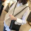 Chaleco Suéter de Punto sin Mangas Transfronterizo para Mujer Primavera y Otoño Nuevo Holgado y Versátil Estilo Perezoso Jersey Chaleco de Cuello en V