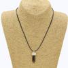 Collar con colgante hexagonal de resina, imitación de piedra natural, cuerda de cuero y bala, joyería europea y americana de AliExpress.
