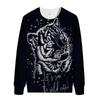 Exportação Transfronteiriça Nova Masculina Estampa Animal 3D Impressa Tigre Lobo Casual Personalizado Gola Redonda Pulôver Moletom