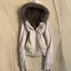 Sudadera con capucha bordada de letras retro para mujer 2026 Otoño Ajuste ceñido Chaqueta cárdigan con cremallera Superior