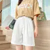 Shorts de Terno Coloridos para Mulheres Shorts de Perna Larga Verão Finos Cintura Alta Largos Emagrecedores Retos Casuais Respiráveis