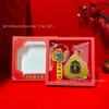 Nuevo Colgante de Hoja de Bodhi de Buda Zodiacal Oro Puro 999 12 Signos del Zodiaco Pegatinas para Teléfono Móvil Set de Caja de Regalo Venta al por Mayor