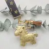 Chaveiro Pingente de Ouro Puro 999 Ano Novo do Cavalo com Coração, Paz e Alegria, Item Promocional de Transmissão ao Vivo no Atacado