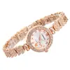 2024 Nuevo Reloj Dorado Popular Europeo y Americano para Chicas Nicho Punk Pulsera Reloj Doble Diamante Esfera Redonda Reloj Pequeño Fresco