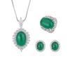 Zhuang Shengsheng Jóias Semente de Gelo Fluorescente Negador em forma de Calcedônia Pingente Anel Brincos Geométrico Bare-body Jade Pingente Set