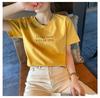 Camiseta de manga corta para mujer, verano 2024, nueva base, cuello redondo, ropa superior, camiseta holgada estampada, camiseta para mujer