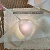 Sujetador de copa para mujer, ultra delgado, con escote bajo, diseño de pata de gato, para verano, hace que los senos grandes parezcan más pequeños y delgados, sin costuras, con tirantes finos y un hermoso diseño en la espalda